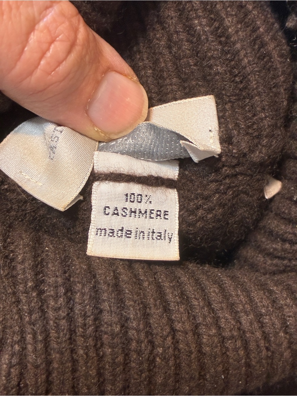 Barney's New York Brown 100% Cashmere Cable Long-Sleeved Turtleneck Sweater - Picture 8 of 8